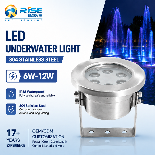Factory Customized IP68 RGB Wireless DMX512 LED Underwater Spot Light DC12V/24V 6W 9W 15W Stainless Steel Body Pools Marine Pond
