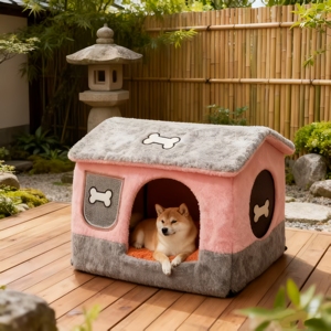 Luxuriöses Dreieckiges Donut-Hundebett Gemütliche Höhle Haustierhaus Weicher Kissenrand zur Angstlinderung Rutschfest für Wintergebrauch für Katzen und Kleine Hunde - Product Image 4