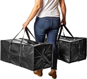 Wholesale Travel Plastic Bag Woven Moving Shopper Bag with Zipper