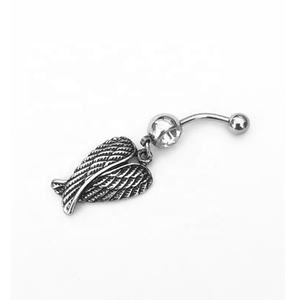 Bijou de piercing pour nombril en forme de <span class=keywords><strong>banane</strong></span> plaqué argent antique, ailes d'<span class=keywords><strong>aigle</strong></span>, anneau de nombril - Product Image 5