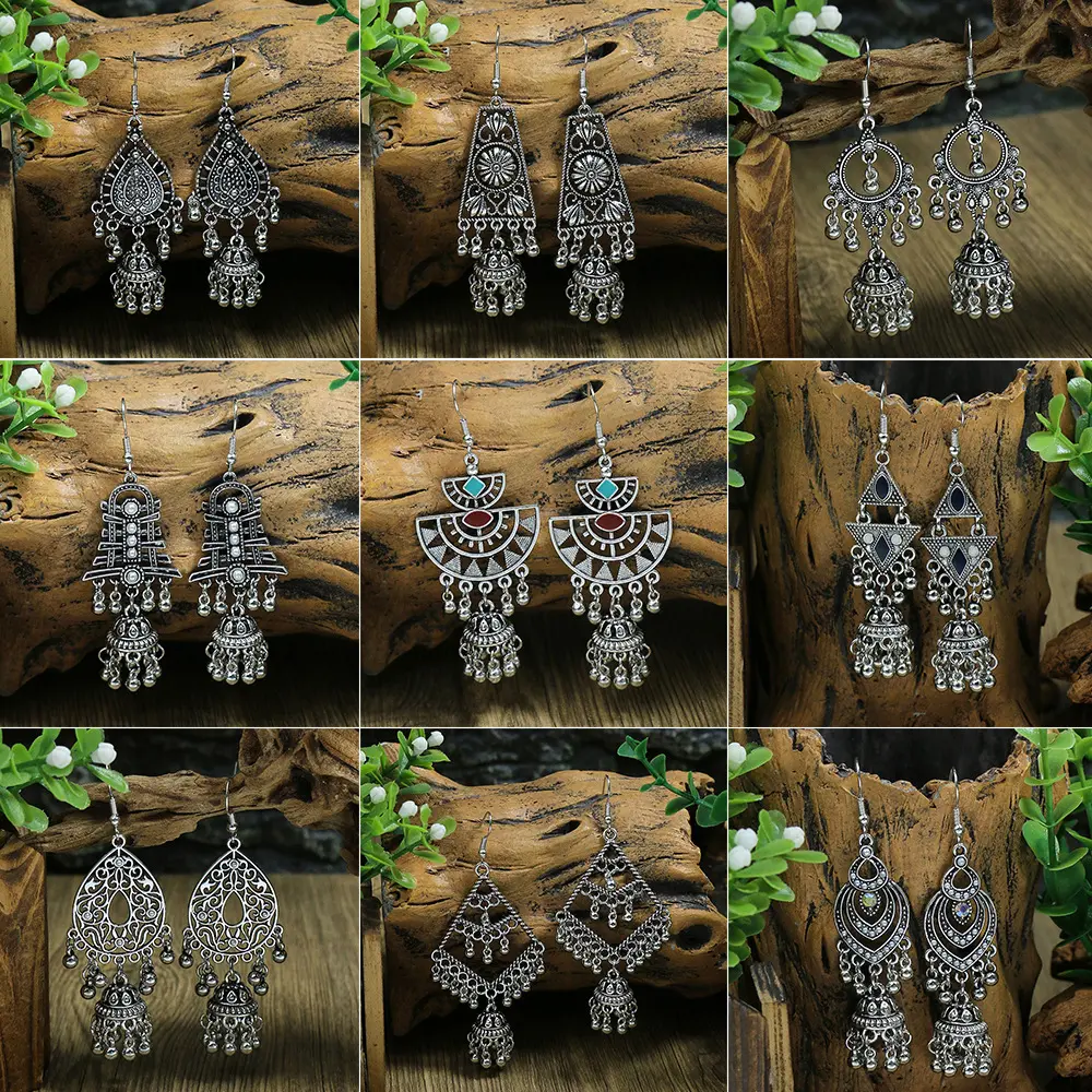 Venta al por mayor Vintage bohemio pendientes geométricos hueco étnico bohemio moda novia boda Declaración