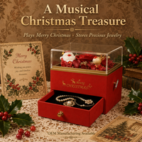 Boîte cadeau personnalisée pour bijoux, boîte musicale de Noël en forme de rose, organisateur à tiroir avec couvercle en acrylique pour demande en mariage de demoiselle d'honneur