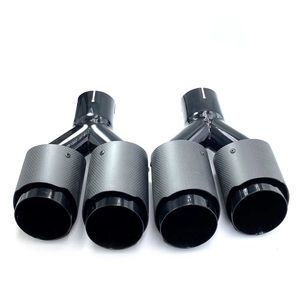 Một cặp phổ kép sợi carbon ống xả cuối ống với thép không gỉ màu đen 63mm IN-89MM ra - Product Image 3
