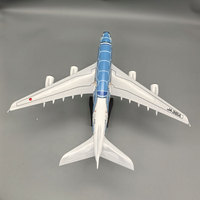 Modèle d'avion en résine ANA Airbus A380 Tortue bleue Honu avec train d'atterrissage et base en bois, avion de ligne simulé, décoration d'intérieur, cadeau d'entreprise