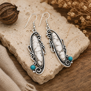 Orecchini pendenti lunghi bianchi intagliati per donna, stile vintage, accessori per l'uso quotidiano - Product Image 3