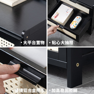 Modern Minimalist Nightstand Wood Top 3 Drawer Storage Bedroom Furniture - Product Image 4
