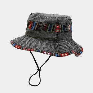 Cappello da pescatore in cotone lavato bohémien cappello da sole estivo per il tempo libero all'aperto per la pesca a tesa grande cappello da pescatore - Product Image 5