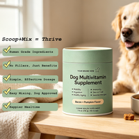 Complément vitaminique pour animaux de compagnie, soin des articulations, de l'intestin, de l'immunité et de la peau avec des ingrédients actifs : glucosamine, chondroïtine, oméga 3 en poudre