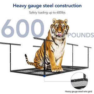 Système de <span class=keywords><strong>rangement</strong></span> de <span class=keywords><strong>plafond</strong></span> de <span class=keywords><strong>garage</strong></span> en métal robuste transfrontalier, réglable, haute capacité de charge, noir - Product Image 2