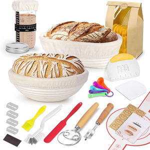 Kit de 15 Piezas para Hacer Pan de Levadura, Herramientas para Hornear Pan de Levadura con Cesta de Fermentación Redonda y Ovalada de Ratán - Product Image 1