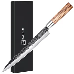 MV2 profesyonel 10 inç şefin bıçak yüksek karbon çelik çekiç bıçak mutfak bıçağı ile Zebra ahşap kolu Sashimi Yanagiba bıçak
