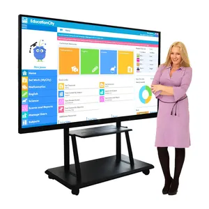 Tela LCD inteligente para sala de reuniões, smart card digital inteligente interativo, tela multitoque de dedo de 65 75 86 100 110 polegadas