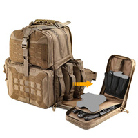 Sac à dos tactique de grande capacité pour équipement de service avec 3 compartiments de rangement amovibles, sac de combat Molle découpé au laser pour hommes