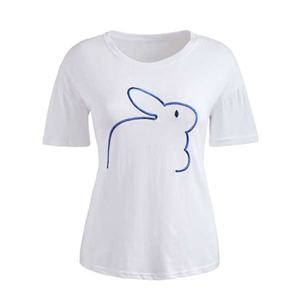 Style chaud personnalisé femmes T-Shirt brodé épaule goutte manches bon prix fait BD 2025 avec appliques décoration - Product Image 4