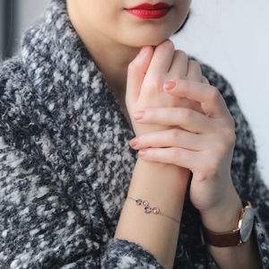 Thin Rounded Hollow <b>Charm</b> Mix Stone <b>Bracelet</b> Turkish Wholesale Handcrafted 925 Sterling <b>Silver</b> Jewelry - Product Image 2