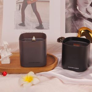 Bougie parfumée en cire de soja dans un bocal en métal rectangulaire, aromathérapie, décoration minimaliste pour la maison, parfum floral végétal, durée de combustion de 40 à 60 heures - Product Image 2