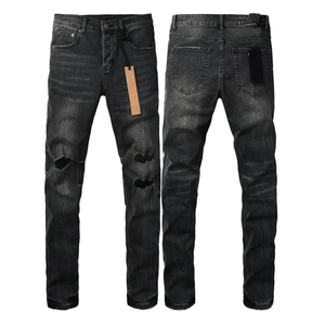 <span class=keywords><strong>Jean</strong></span> en denim <span class=keywords><strong>noir</strong></span> <span class=keywords><strong>slim</strong></span> fit déchiré et délavé de haute qualité pour <span class=keywords><strong>homme</strong></span>, coupe droite, style américain - Product Image 6