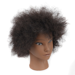 Tête d'enseignement de vrais cheveux moule de tête de <span class=keywords><strong>perruque</strong></span> Afro femelle africaine, moule de tête de cheveux bouclés moelleux femelle noire - Product Image 2