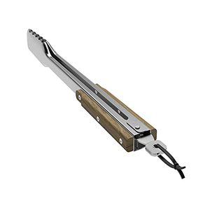 Pince alimentaire portable de haute qualité avec manches en bois, en acier inoxydable, compatible lave-vaisselle, pour whisky, petit barbecue domestique, steak, glace, salade - Product Image 3