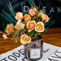 Rose artificielle à 5 pétales en soie, fleur de mariage réaliste aux couleurs d'automne, décoration pour la maison, l'hôtel, les événements et les fêtes