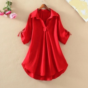 Chemise en mousseline à manches courtes pour femme, nouvelle collection été, grande taille, coupe ample - Product Image 1