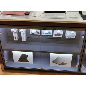 Lighted Free unique modern style laptop display cabinet design counter computer table computer retail store design