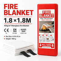 Couverture anti-feu robuste en fibre de verre 1,8 x 1,8 m 430 g/m² avec boîte de rangement en PVC pour la cuisine, la protection contre les incendies et les situations d'urgence