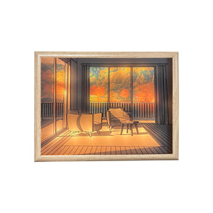 Nueva cabecera 3D arte de pared decoración del hogar foto <span class=keywords><strong>paisaje</strong></span> pintura Marco de imagen Natural Visual Led madera acrílico lámpara de noche Luz - Product Image 1