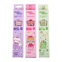 Coffret de 10 crayons mignons à motifs de dessins animés – Prix esthétique pour les élèves du primaire – Petit cadeau HB – Ensemble de crayons violets pour la maternelle