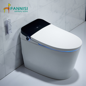 <span class=keywords><strong>WC</strong></span> intelligent monobloc à siphon en S avec écran LED, détection automatique, fonction Flip Flush, système vocal IA et certification CE - Product Image 1
