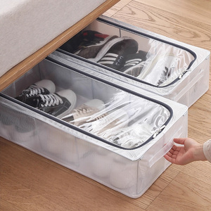 Caja de almacenamiento de malla impermeable con asa, caja de almacenamiento de ventana de visualización transparente, caja de zapatos plegable con marco de acero incorporado - Product Image 5