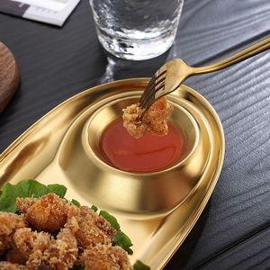 Assiette ovale classique en acier inoxydable 304 écologique pour poulet frit, frites et collations avec <span class=keywords><strong>grille</strong></span> à assaisonnement pour barbecue - Product Image 3