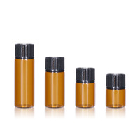 Botol Kaca Mini Amber Bening Grosir 1ml 2ml 3ml 5ml untuk Minyak Atsiri, Botol Sampel Mini dengan Tutup Ulir dan Permukaan untuk Sablon