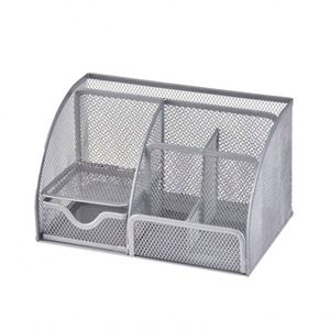 Home Office School Classroom Workshop Desk Organiser Mesh Desk Tidy <b>6</b> Compartments and 1 <b>Drawer</b> Pen Holder Stationery Organiser - Product Image 2