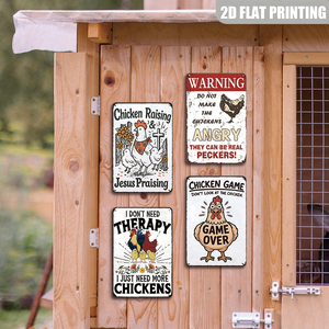 Pancartes en métal vintage « Chicken Raising Jesus Praising » pour la décoration des poulaillers <span class=keywords><strong>de</strong></span> jardin - Product Image 5