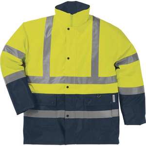 DELTA PLUS-Parka de señalización de poliéster con revestimiento de poliuretano, amarillo fluorescente-Azul marino, ropa de trabajo, de poliéster, de color azul, de color azul marino, para ropa de trabajo - Product Image 1