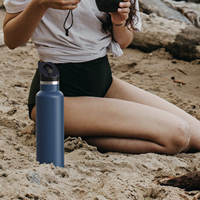 Bouteille d'eau en acier inoxydable thermolaqué, double paroi, isotherme, avec logo personnalisé, pour la salle de sport, les activités de plein air et les voyages