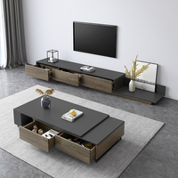 Design moderne meubles de salon de luxe en fer forgé en bois Rock Panel Storage TV Cabinet console
