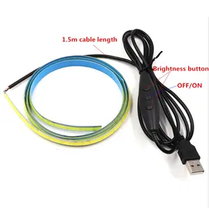 DC 5V 30CM/50CM COB USB Lampu Strip LED Fleksibel 320Leds/M dengan Kabel 1.5M dan Lampu Dim Kecerahan Manual