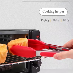 High Quality Silicone Food Tong Silicone Clamp <b>Kitchen</b> <b>Accessories</b> Stainless Steel <b>Kitchen</b> Grill Tongs for Outdoor Camping - Product Image 5