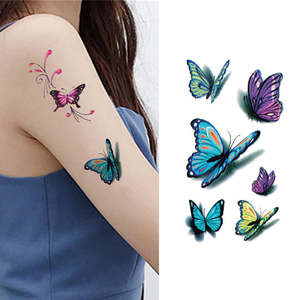 Fabricante <span class=keywords><strong>mariposa</strong></span> Rosa flor colorida <span class=keywords><strong>pierna</strong></span> muslo flor de loto pegatina tatuaje impermeable 3D brazo tatuaje pegatinas - Product Image 1