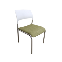 Chaise de salle à manger ergonomique empilable moderne sans accoudoirs, avec structure en acier inoxydable et revêtement en tissu, idéale pour les salles de réunion
