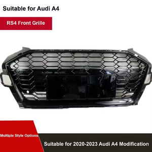 Calandre avant <span class=keywords><strong>Audi</strong></span> <span class=keywords><strong>A4</strong></span> B9.5 style S4 avec cadre argenté entièrement noir, emblème chromé, état ABS, années 2020, 2021, <span class=keywords><strong>2022</strong></span>, 2023, 2024 - Product Image 4