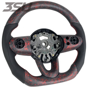 Volante de Fibra de Carbono Forjado con Detalles Rojos, Cuero Perforado con Costuras Rojas, Compatible con BMW <span class=keywords><strong>MINI</strong></span> F55 F56 F57 2014-2023 <span class=keywords><strong>Cooper</strong></span> S JCW - Product Image 2