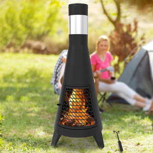Outdoor Wood Stove Charcoal Fire Pit Windproof Rustproof For Patio Garden BBQ Camping Use With Poker Tool - Product Image 1