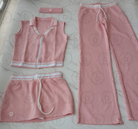 Ensemble de survêtement femme Y2K personnalisé avec logo, haut à col polo colorblock à manches longues et pantalon, 2 pièces, vêtements de détente, vêtements de sport pour femme