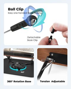 Support de livre pliable léger ZJH à hauteur et angle réglables, rotatif à 360°, pour bureau/cuisine/école, compatible Kindle/tablette - Product Image 5