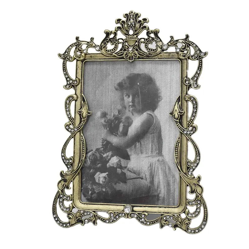 Luckywind Jewelled Small Vintage Metal Picture Photo Frames For Wedding