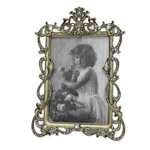 Luckywind Jewelled Small Vintage Metal <strong>Picture</strong> Photo <strong>Frames</strong> for <strong>Wedding</strong> - Product Image 1