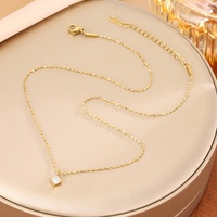 Collar con Colgante de Moda Chapado en Oro de 18k, Acero Inoxidable, Zirconia Cuadrada, Resistente al Agua, Joyería Fina para Mujer